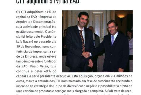 CTT adquirem 51% da EAD