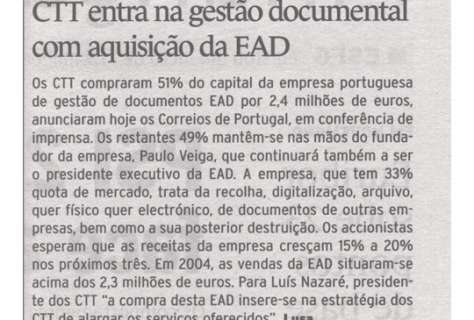 CTT entra na gestão documental com aquisição da EAD