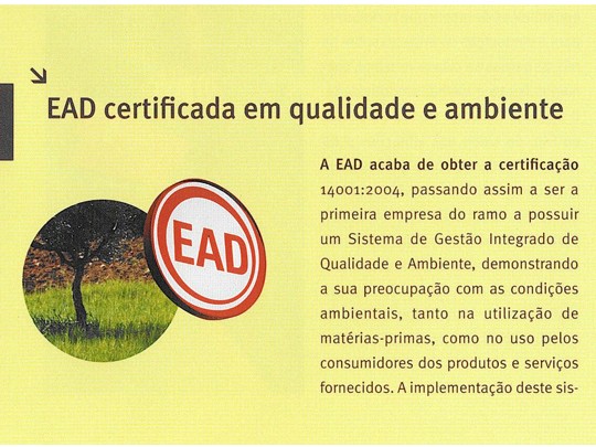 EAD certificada em qualidade e ambiente