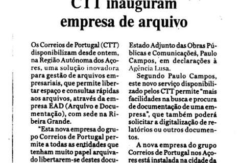 CTT inauguram empresa de arquivo