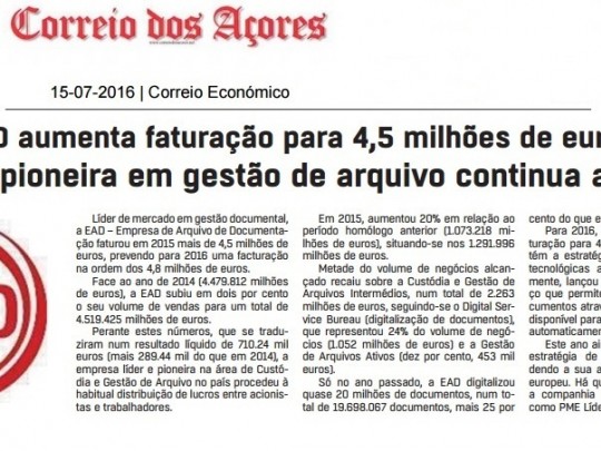 EAD aumenta faturação para 4,5 milhões de euros. Empresa pioneira em gestão de arquivo continua a crescer