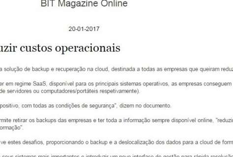 EAD garante que backup na cloud permite reduzir custos operacionais