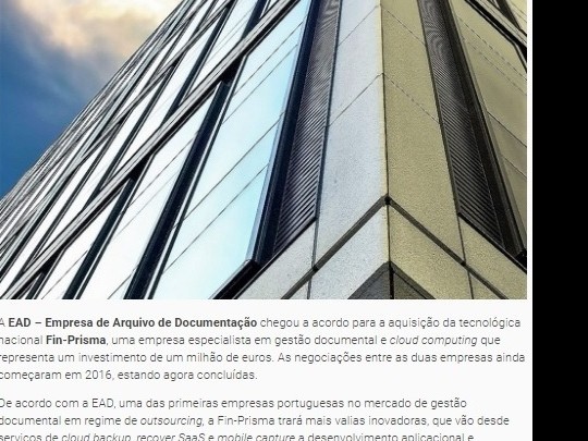 EAD compra Fin-Prisma por um milhão de euros