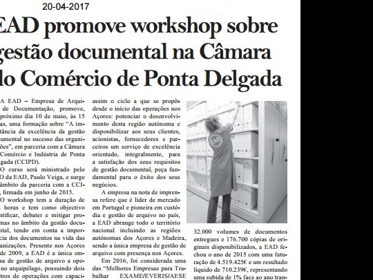 EAD promove workshop sobre gestão documental na Câmara do Comércio de Ponta Delgada