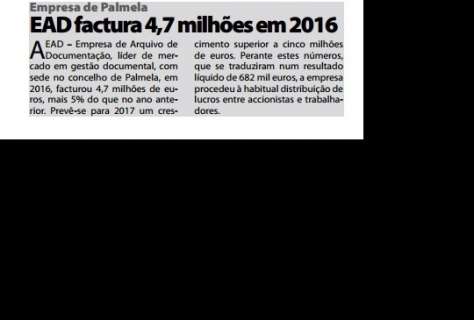 EAD fatura 4,7 milhões em 2016