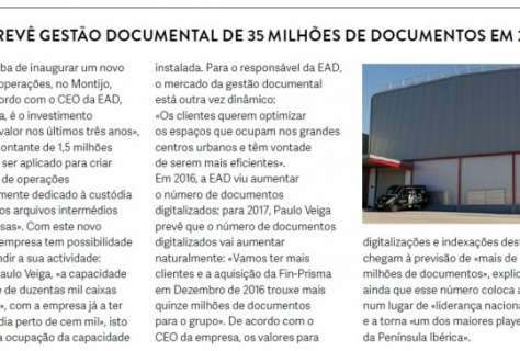 EAD prevê gestão documental de 35 milhões de documentos em 2017.