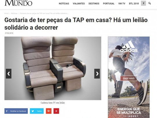 Gostaria de ter peças da TAP em casa? Há um leilão solidário a decorrer