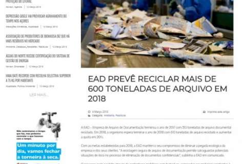 EAD prevê reciclar mais de 600 toneladas de arquivo em 2018