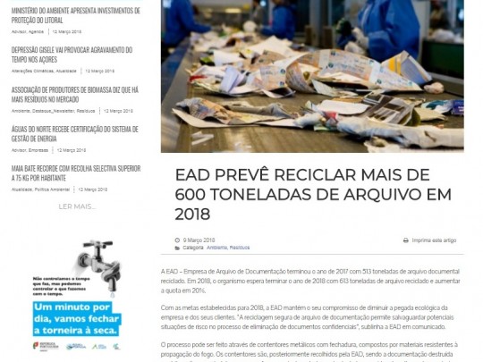 EAD prevê reciclar mais de 600 toneladas de arquivo em 2018