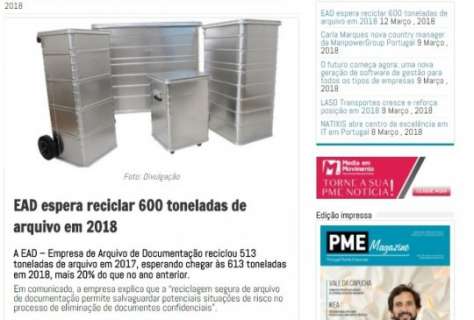 EAD espera reciclar 600 toneladas de arquivo em 2018