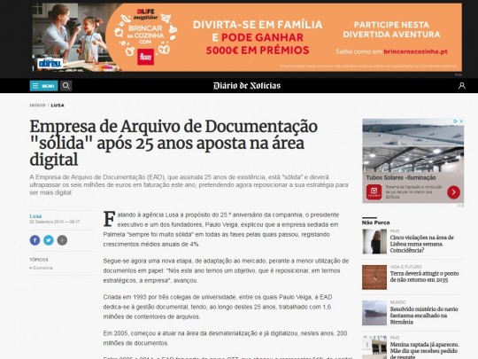 Empresa de Arquivo de Documentação “sólida” após 25 anos aposta na área digital