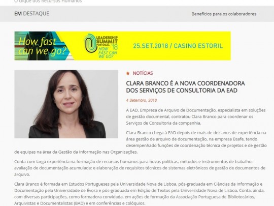 Clara Branco é a nova coordenadora dos serviços de consultoria da EAD