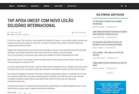 TAP apoia Unicef com novo leilão solidário internacional