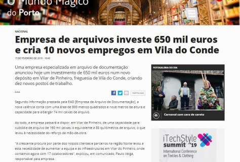 Empresa de arquivos investe 650 mil euros e cria 10 novos empregos em Vila do Conde