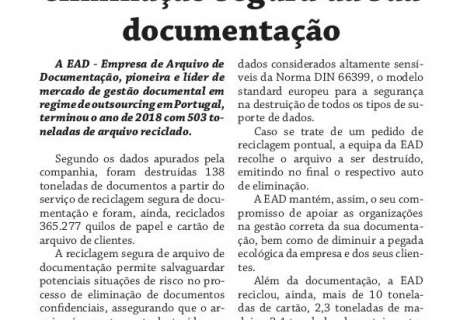 EAD ajuda empresas na eliminação segura da sua documentação