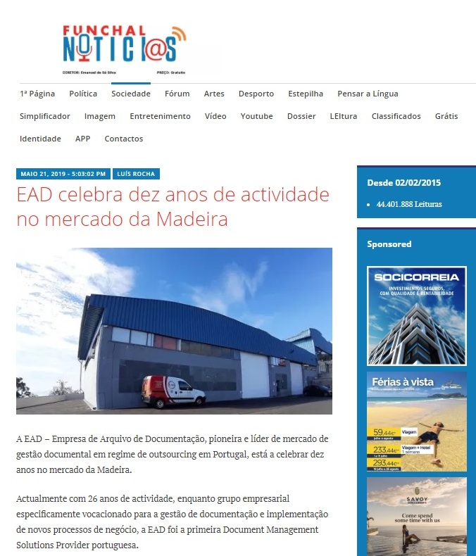 EAD celebra dez anos de actividade no mercado da Madeira