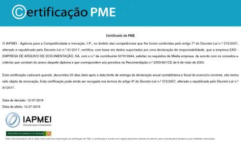 EAD renova Certificado PME