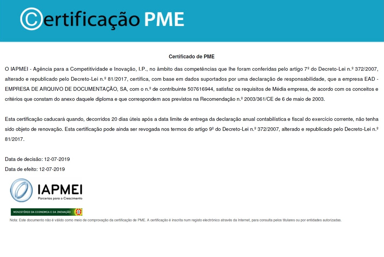 EAD renova Certificado PME