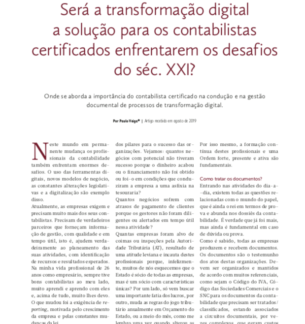 Será a Transformação Digital a solução para os contabilistas certificados enfrentarem os desafios do séc. XXI?