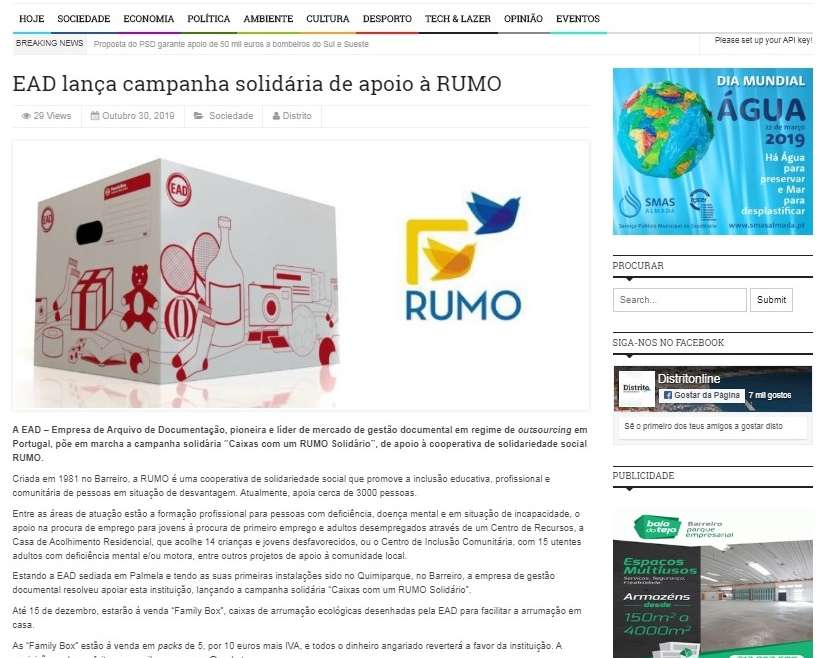 EAD lança campanha solidária de apoio à RUMO