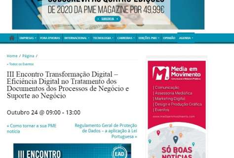 III Encontro Transformação Digital – Eficiência Digital no Tratamento dos Documentos dos Processos de Negócio e Suporte ao Negócio