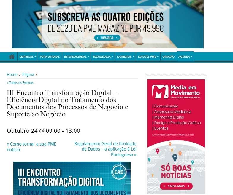 III Encontro Transformação Digital – Eficiência Digital no Tratamento dos Documentos dos Processos de Negócio e Suporte ao Negócio