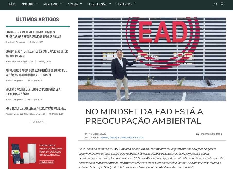 No mindset da EAD está a preocupação ambiental