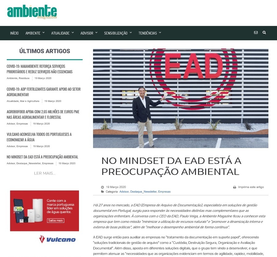 No mindset da EAD está a preocupação ambiental