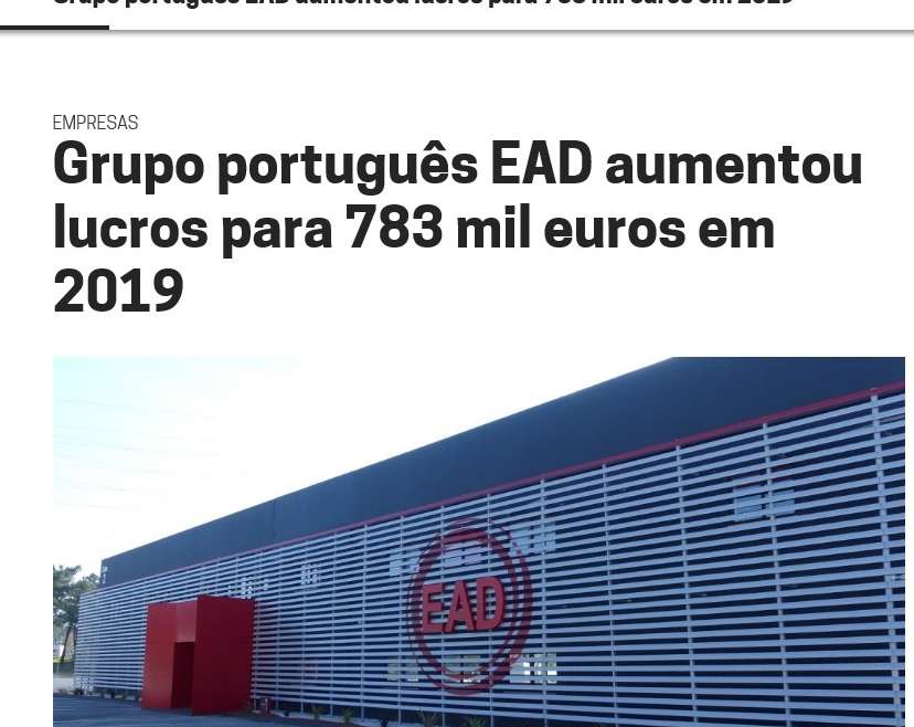 Grupo português EAD aumentou lucros para 783 mil euros em 2019