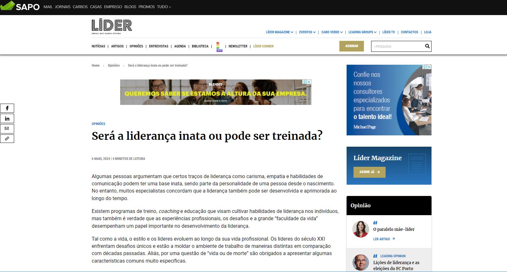 Será a liderança inata ou pode ser treinada?